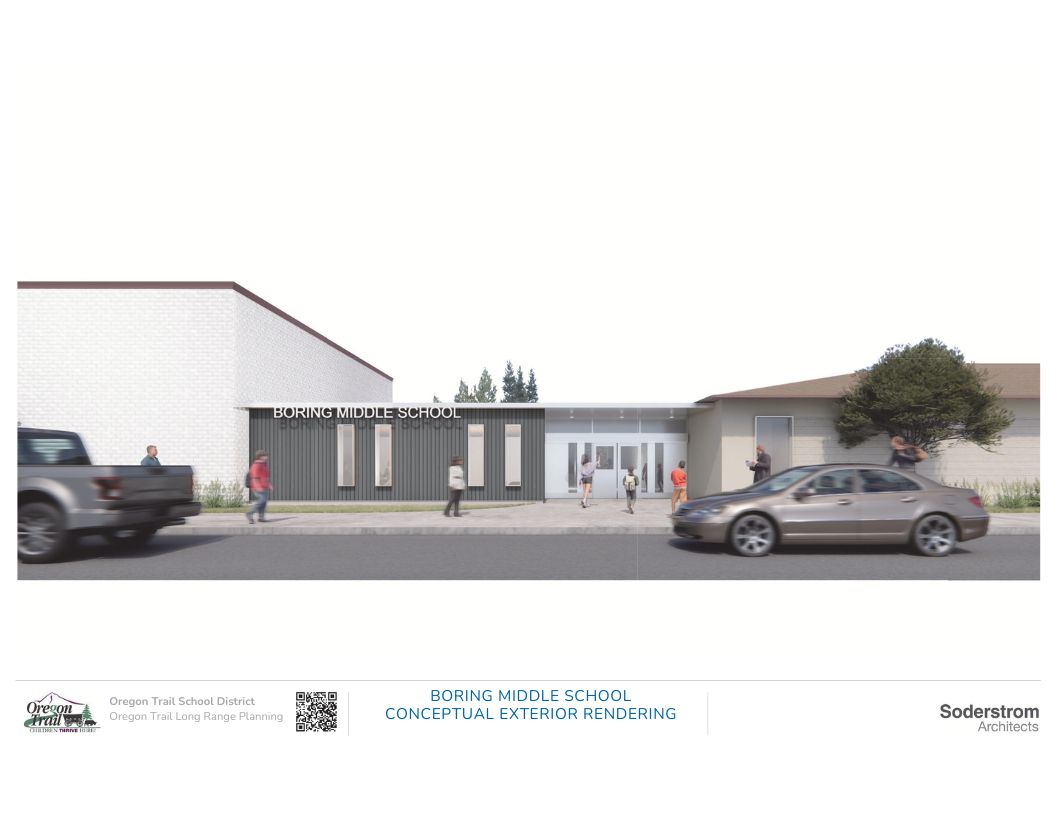 A rendering of what the new entry to Boring Middle School could be.